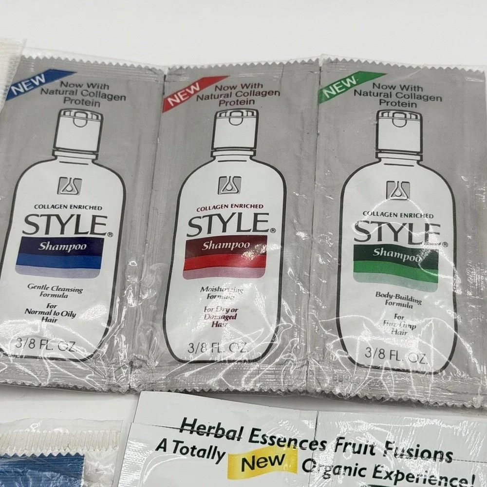 Vintage 1981-2001 Shampoo Sample Travel Packs Lot Clairol Style Finesse Swiss